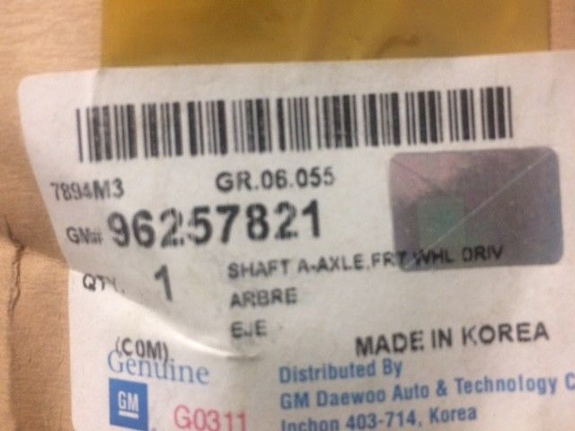 Original Daewoo Matiz Left Front Driveshaft Assembly 1999-2003 - Perfect for Smooth Transmission & Vehicle Maintenance