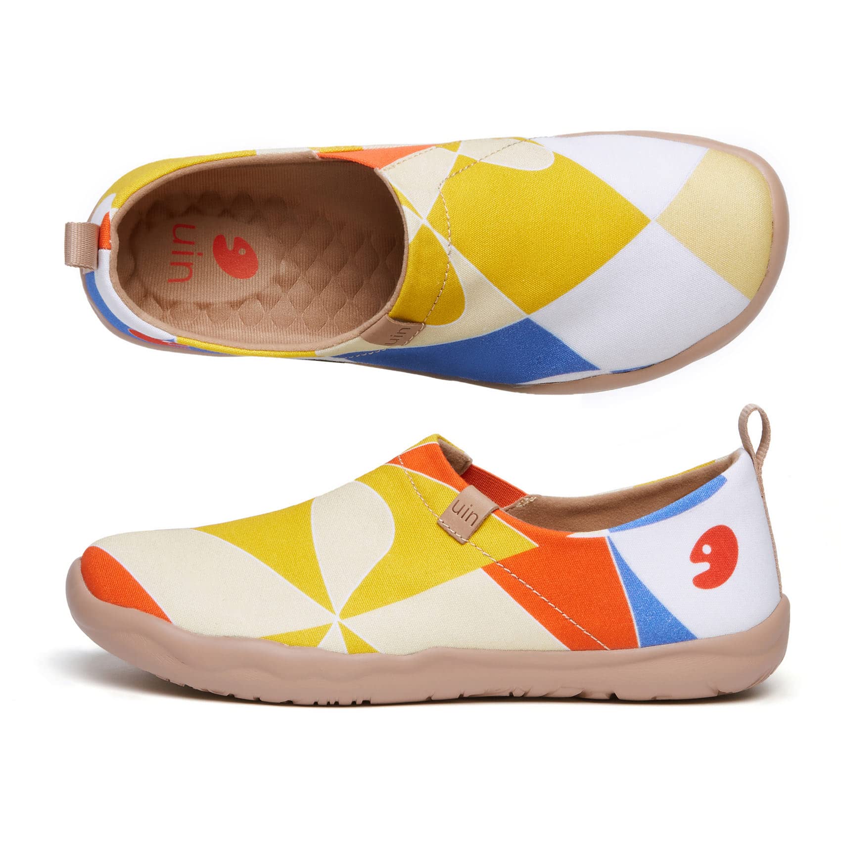 UIN Women's Slip On Loafers - Lightweight Walking Shoes for Women | Comfortable Travel Flats | Casual Geometric Print Slip-Ons | Perfect for Work, Travel & Everyday Wear