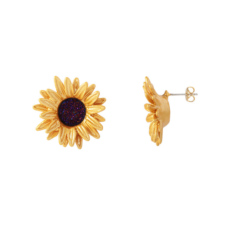 Sunflower Ear Hook Jewelry - Dainty Floral Earrings for Women, Gold Plated Sunflower Stud Earrings - Perfect for Parties, Weddings & Everyday Wear