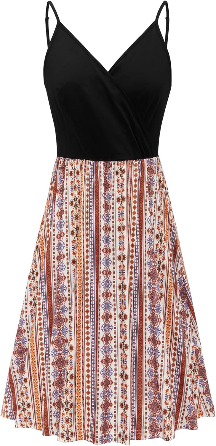 Elegant V-Neck Spaghetti Strap Casual Dress with Pockets - Perfect for Summer Outings, Beach Vacations & Date Nights