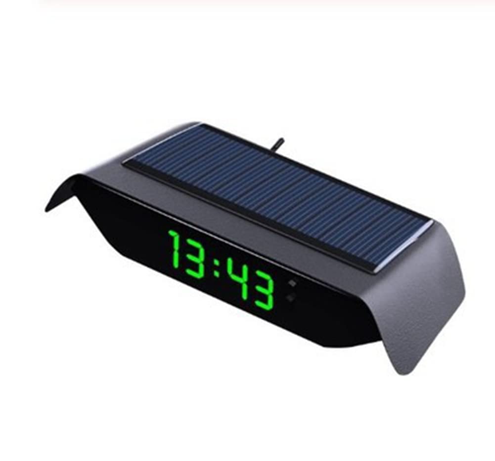 Zcargel 3-in-1 Solar Car Digital Thermometer Clock with USB Charging, Luminous Display, Multifunctional Car Interior Accessory for Enhanced Driving Comfort - White