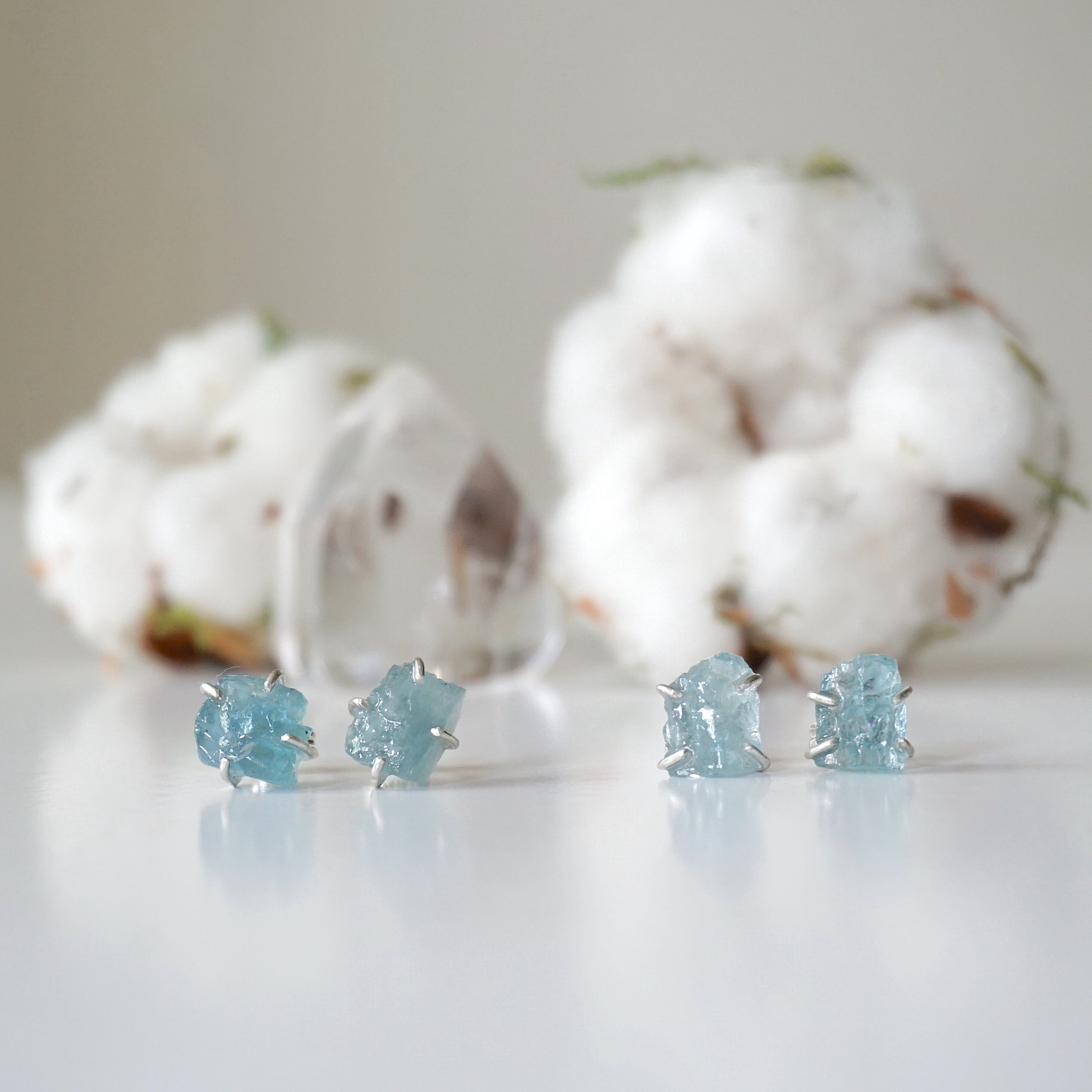 Natural Aquamarine Huggie Stud Earrings - 925 Sterling Silver Jewelry for Women - Perfect for Everyday Wear, Gift Giving & Special Occasions