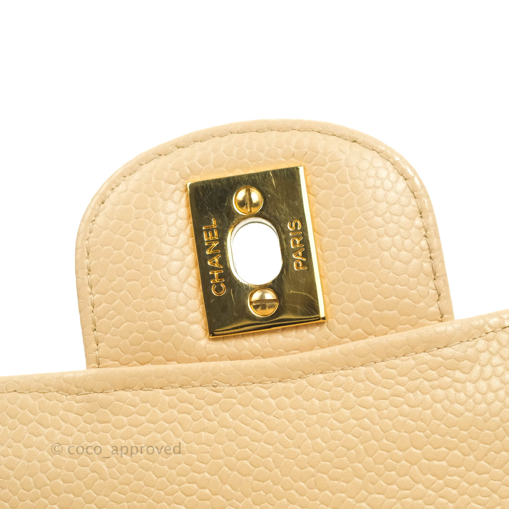 Chanel Classic M/L Medium Flap Bag - Quilted Beige Caviar Leather with Gold Hardware | Luxury Shoulder Bag for Women, Perfect for Work, Parties & Special Occasions