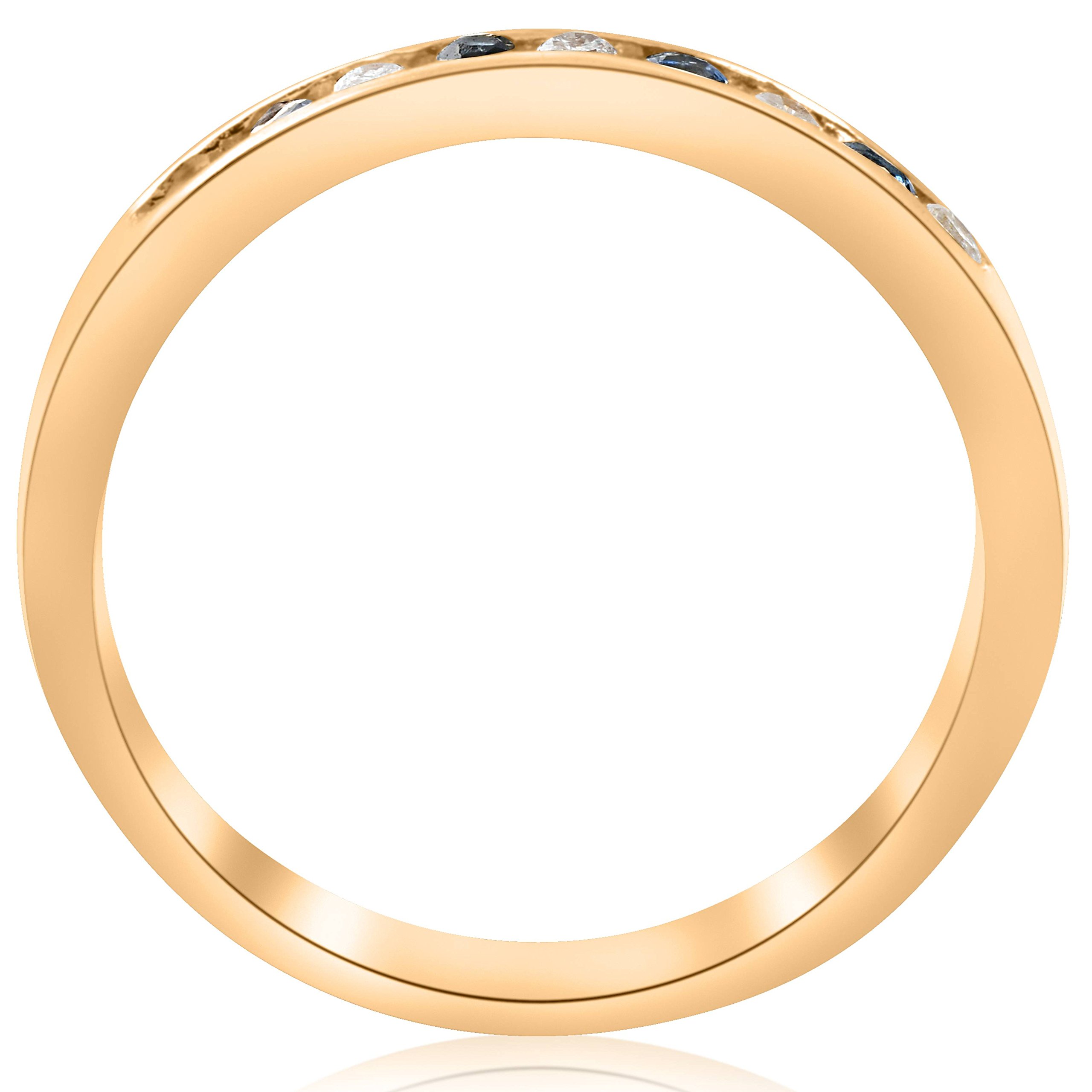 1/3 Carat Diamond & Blue Sapphire Anniversary Wedding Ring - 14K Yellow Gold for Women - Perfect for Engagement, Proposal, and Special Occasions