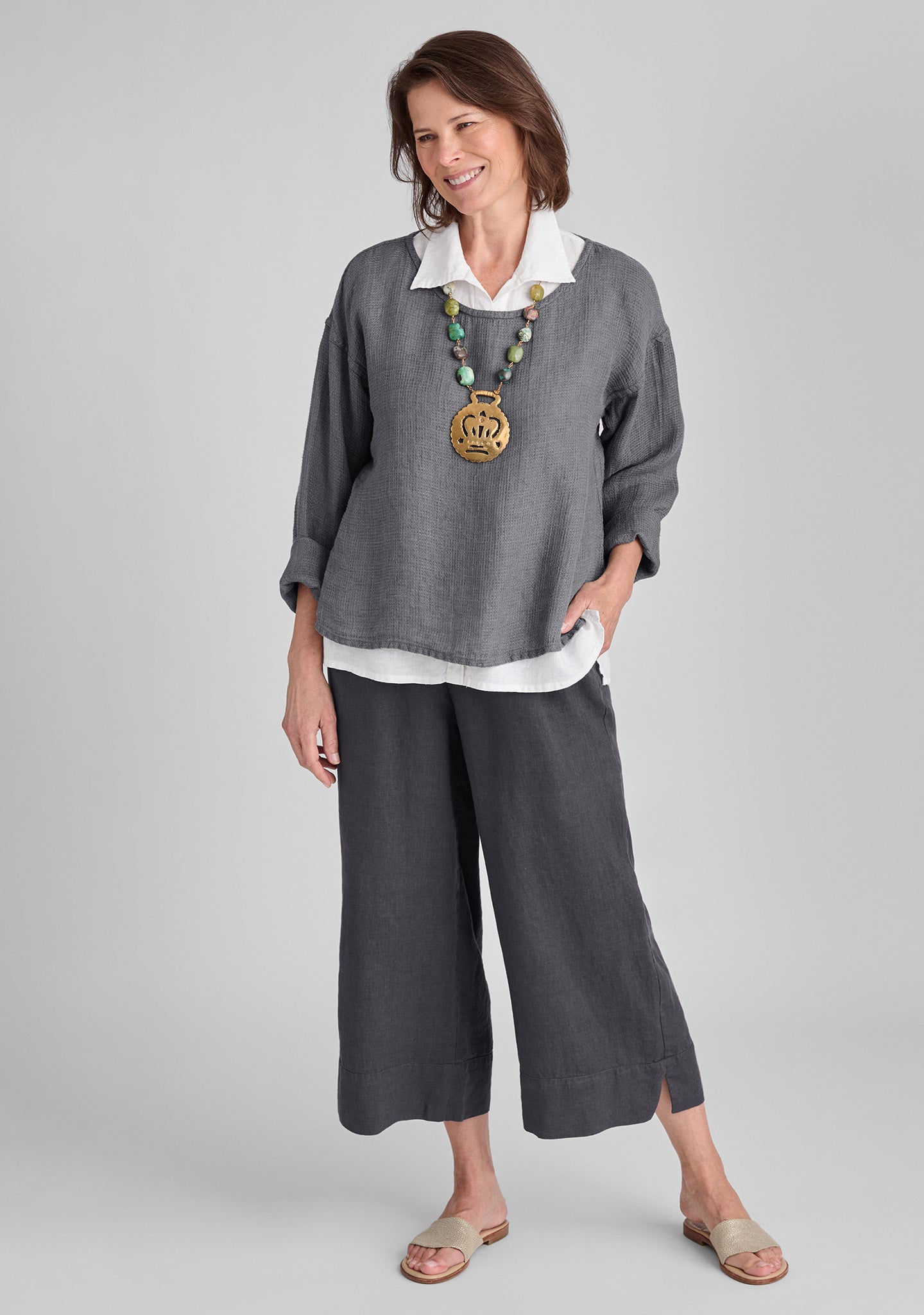 Breathable Vented Cuff Linen Pants with Elastic Waistband - Comfortable Summer Casual Wear for Women & Men