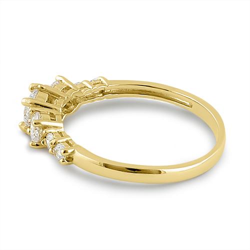 14K Yellow Gold Triple Round Clear Cubic Zirconia Engagement Ring for Women - Perfect for Proposals, Anniversaries, and Special Occasions