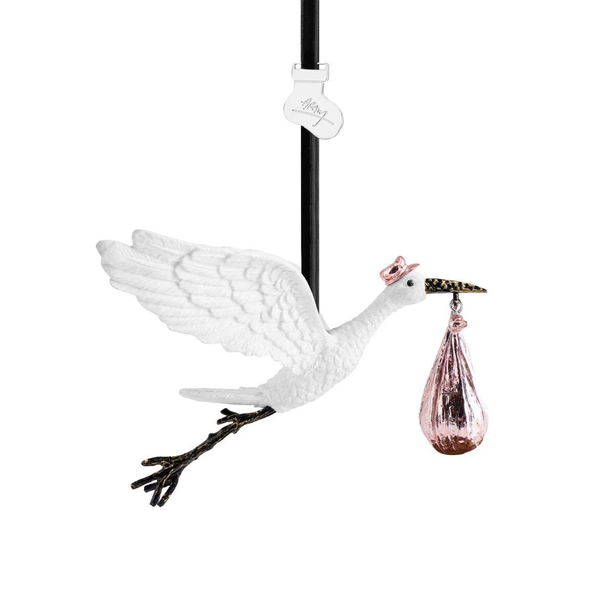 Stork Ornament - Handmade Christmas Tree Decoration for Holiday Home Decor | Perfect for Baby Showers, Nurseries & Winter Festivals