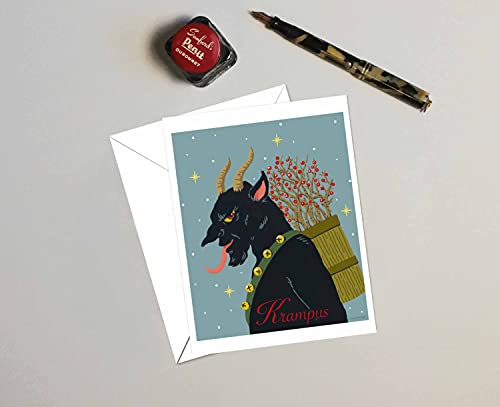 Krampus Christmas Cards - Set of 6 Holiday Greeting Cards with Envelopes | Perfect for Xmas Party Invitations, Festive Gifts & Seasonal Greetings
