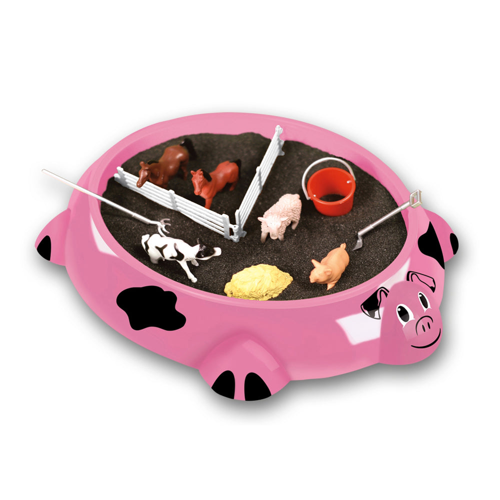 Be Good Company Sandbox Critters Tabletop Play Set - Piggy Farm Toy for Kids | Fun Farm Animal Playset for Indoor & Outdoor Play