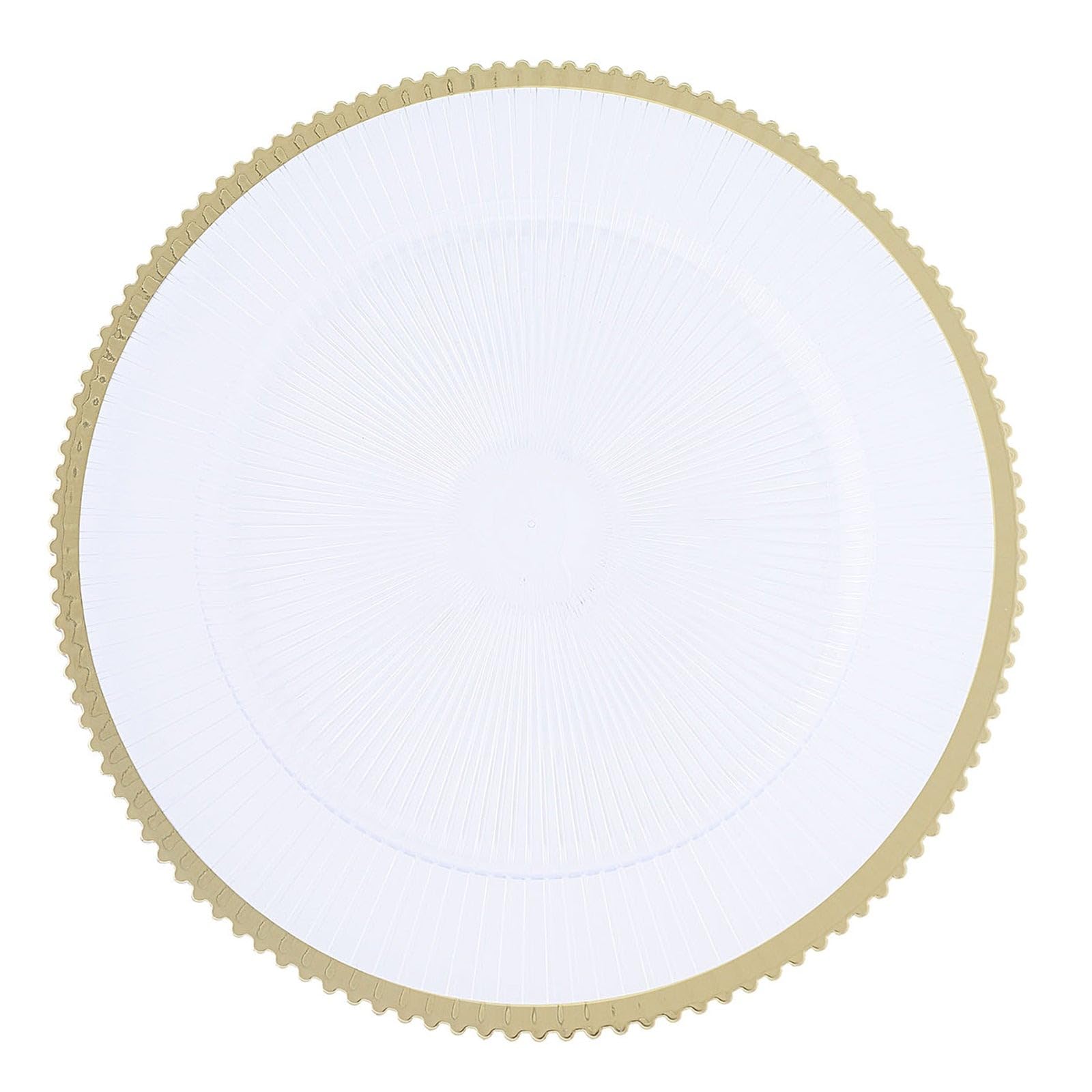 24-Pack 13-Inch Gold Plastic Charger Plates with Starburst Trim - Elegant Wedding, Reception, Party Table Decor for Events & Special Occasions