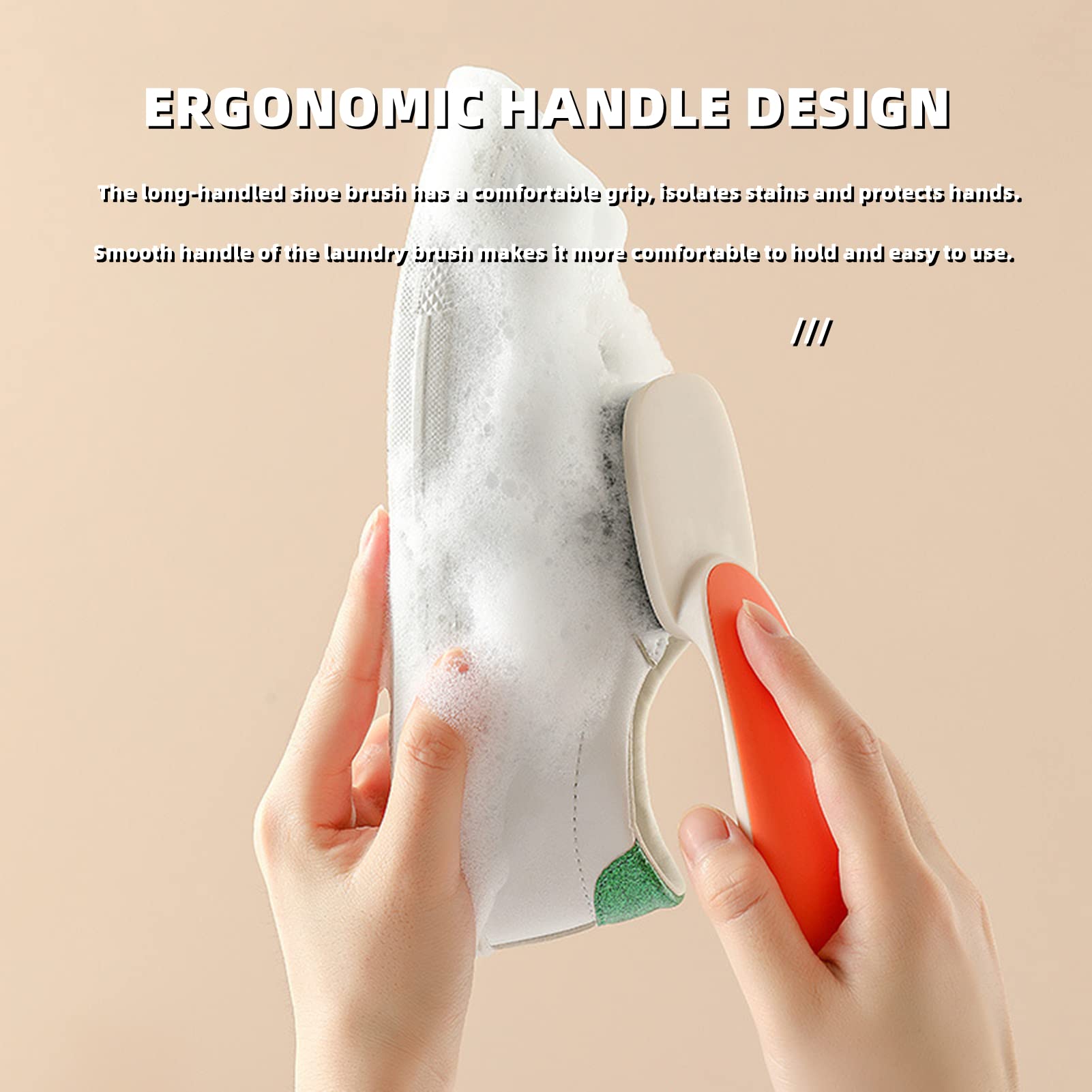 2-Pack Long Handle Shoe & Clothes Cleaning Brushes - Heavy Duty Scrub Brush with Non-Slip Grip for Laundry, Household Cleaning & Shoe Care - Perfect for Sneakers, Boots, Fabrics & Tough Stains