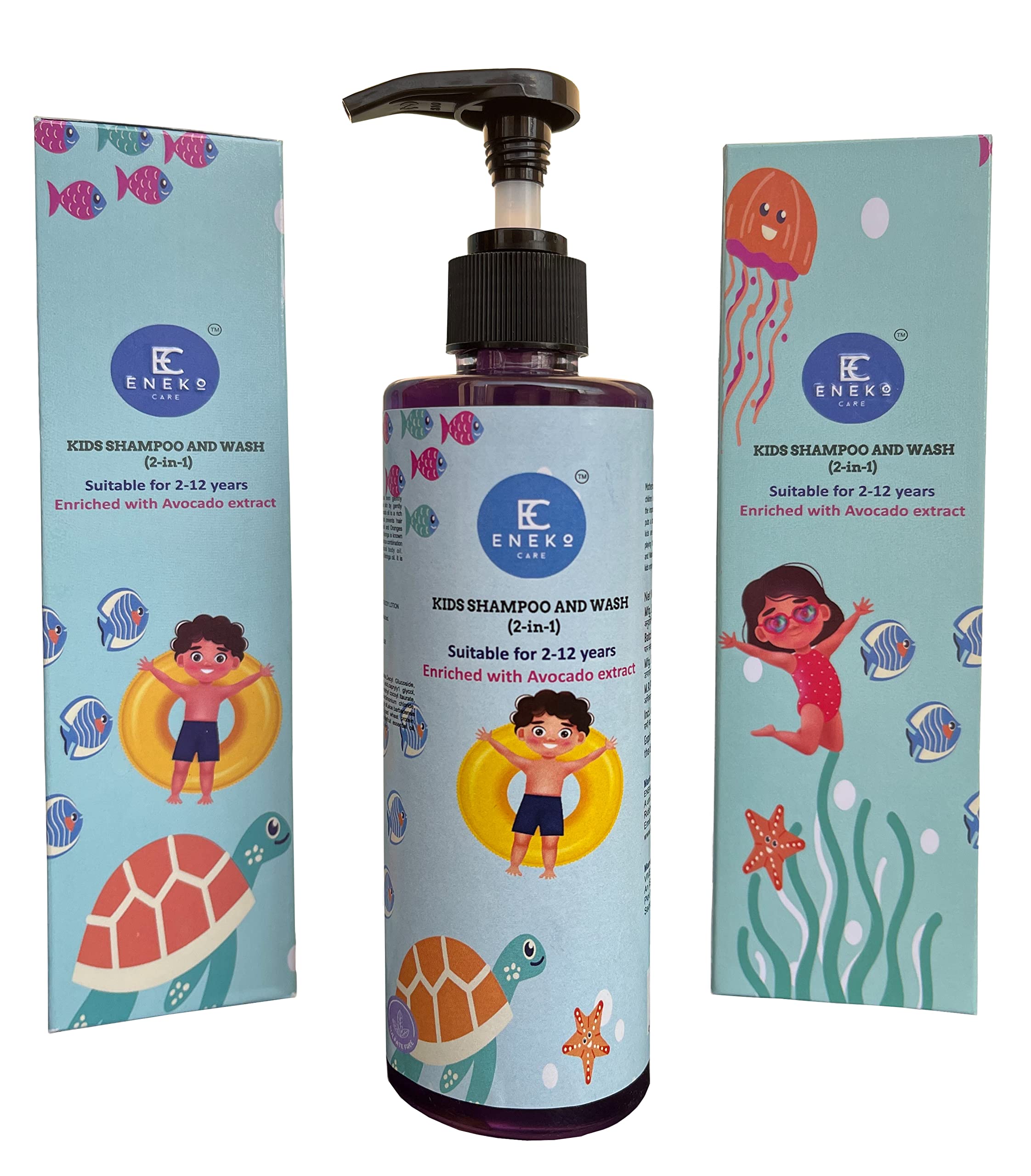 Eneko Care Kids 2-in-1 Shampoo & Body Wash - Gentle Hypoallergenic Formula for Sensitive Skin | Tear-Free Baby Bath Essentials | Perfect for Daily Hair & Body Cleansing at Home or Travel