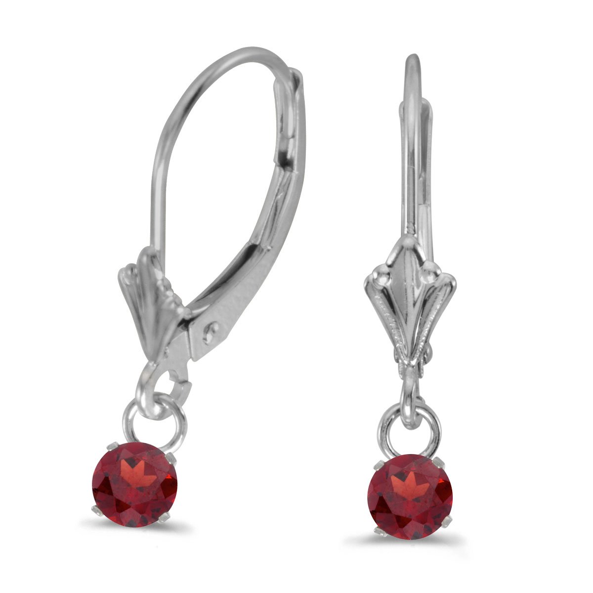 14K White Gold Genuine Gemstone Dangle Earrings with Leverback Closure - 5mm Round Stones for Women | Perfect for Weddings, Parties & Special Occasions