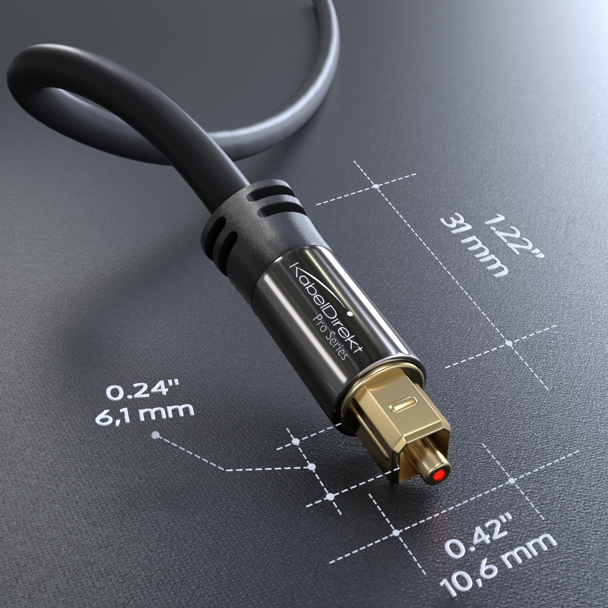 KabelDirekt Digital Optical Audio Cable 3ft - Premium Fiber Optic TOSLINK Cable for Soundbar, TV, Home Theater, PS5, Xbox Series X - High-Speed Audio Transmission for Crystal Clear Sound (Living Room, Gaming Setup, Home Entertainment System)