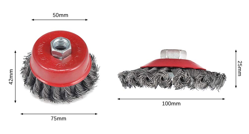 4PCS Heavy Duty Rotary Angle Grinder Brush Set - Red Rust Removal Wire Wheel for Metal Cleaning, Edge Blending & Surface Prep - Ideal for DIY, Welding, Auto Repair & Metalworking Projects