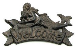 Mermaid Welcome Wall Plaque - Coastal Home Decor Sign for Beach House, Bathroom & Nursery - Sea Themed Welcome Sign for Doors & Walls