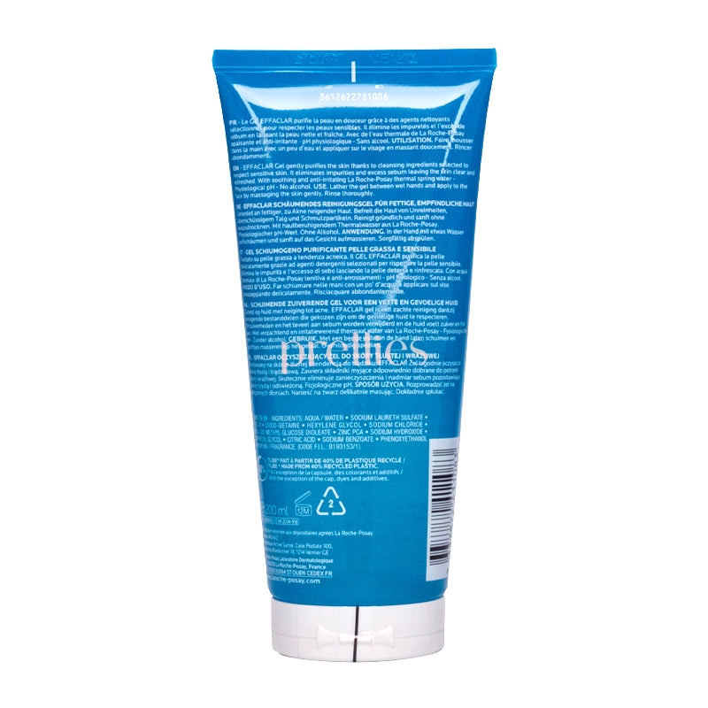 La Roche-Posay Effaclar Purifying Foaming Gel Facial Cleanser for Oily & Acne-Prone Skin - 6.76 fl oz - Deep Cleansing & Pore Minimizing - Perfect for Daily Skincare Routine & Travel