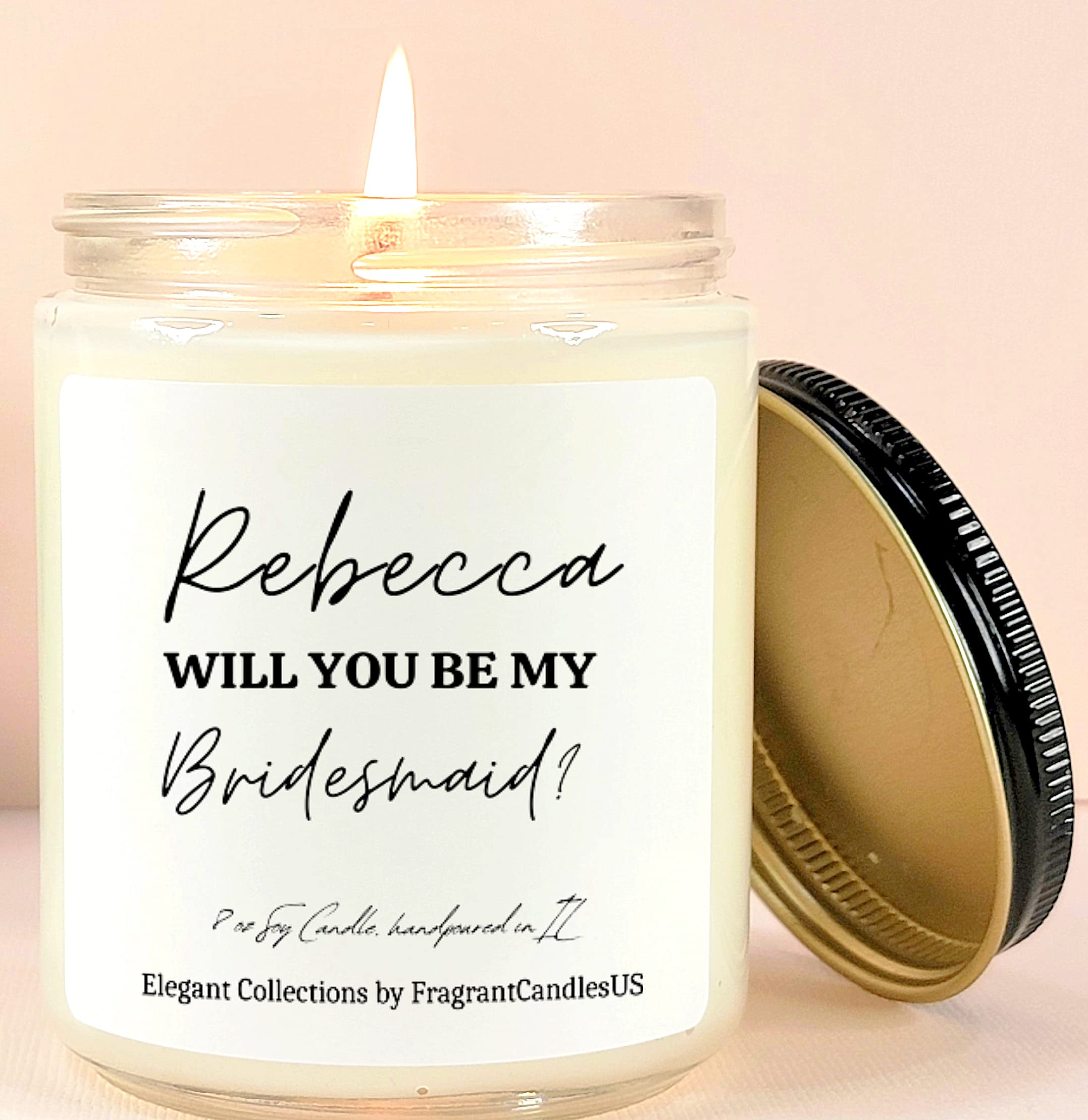 Personalized Bridesmaid Proposal Gifts - White Sage Lavender Scented Candles for Wedding Party, Bridal Shower & Bachelorette Gifts - Thoughtful Keepsake for Best Friends & Maid of Honor