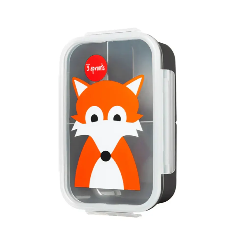 3 Sprouts Bento Box Fox - Insulated Kids Lunch Box for School, Work & Picnics - Leak Proof & Eco-Friendly Food Container for Boys & Girls