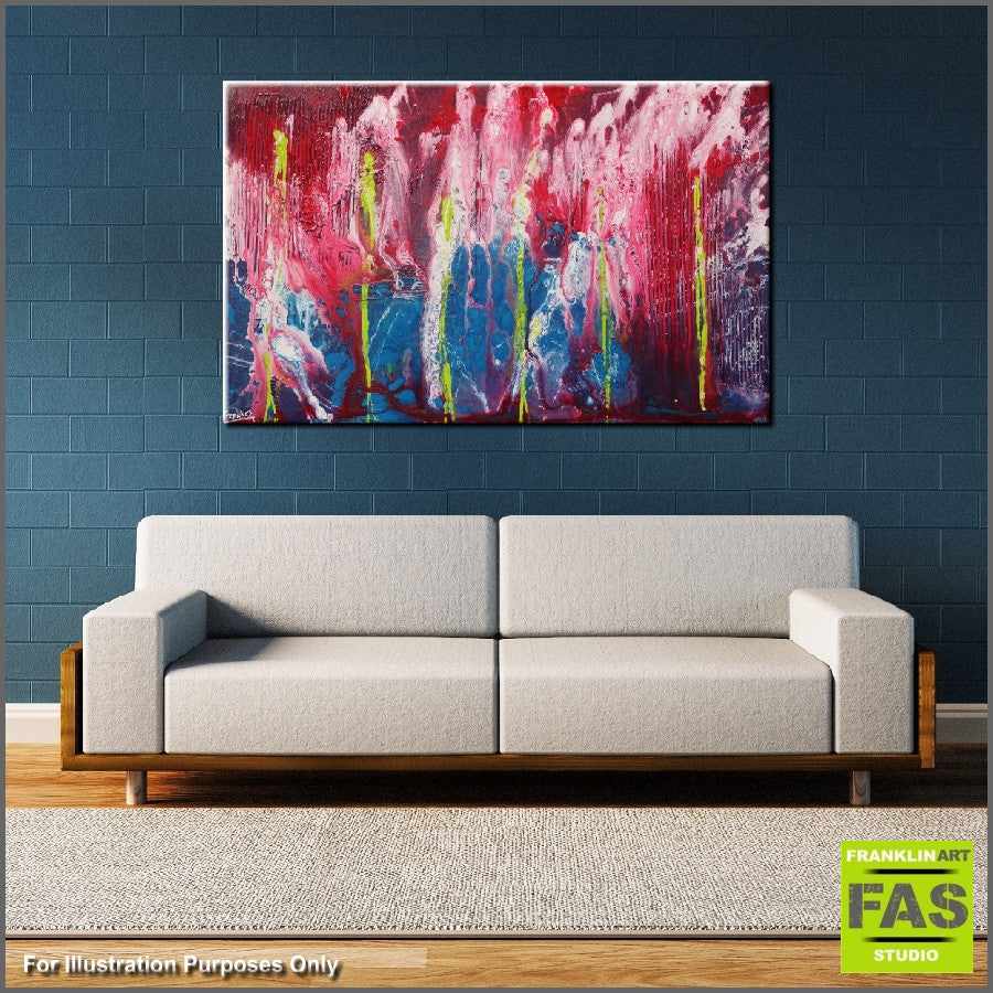 Abstract Pink Blue Wall Art - Modern Canvas Painting for Home & Office Decor - Perfect for Living Room, Bedroom, or Workspace