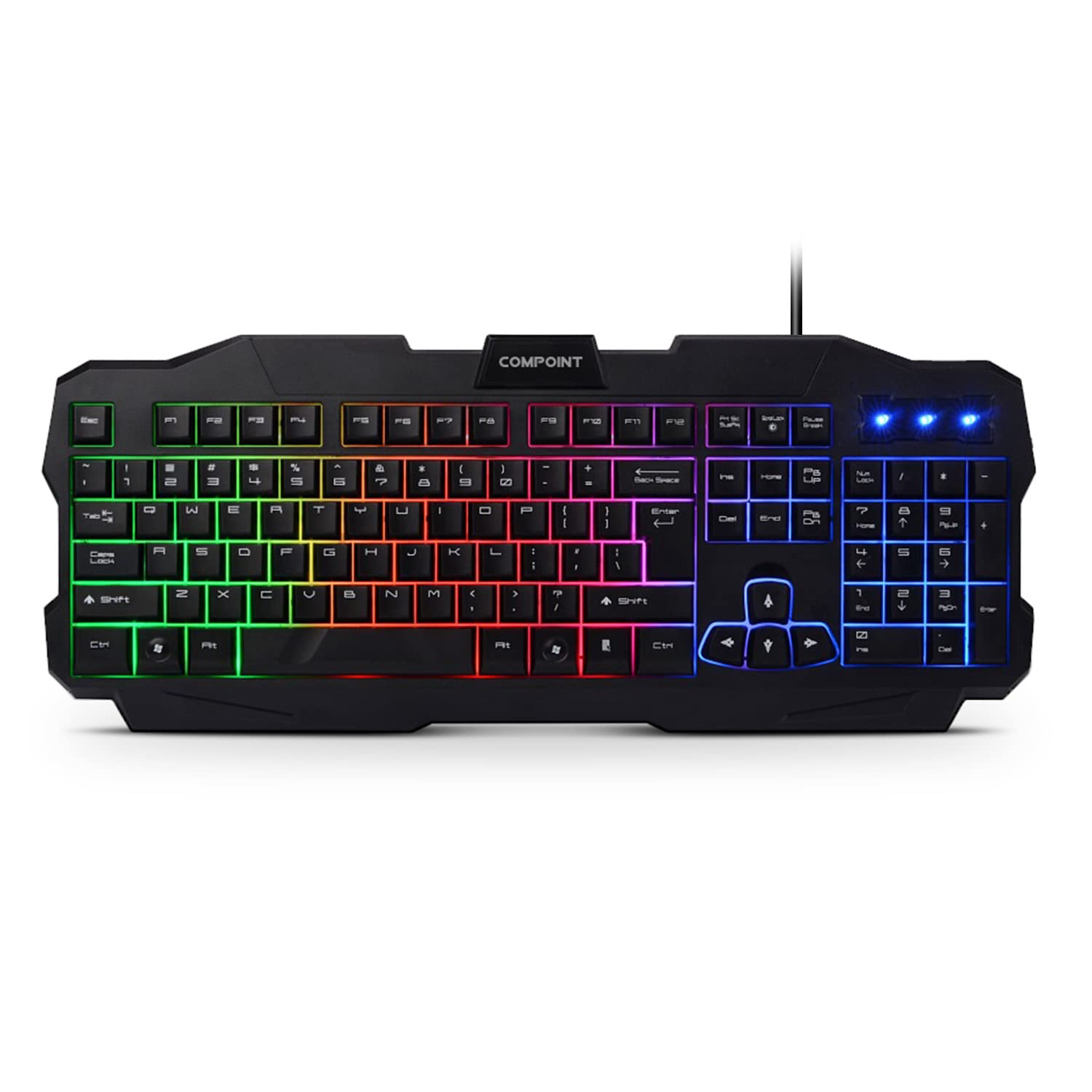 Compoint RGB Gaming Keyboard - USB Wired for PC, PS5, Xbox & MAC - Silent Mechanical with Wrist Rest - Perfect for Esports & Streaming