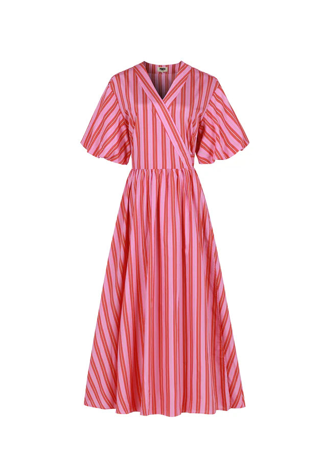 Edmonise Maxi Wrap Dress for Women - Flowy Long Sleeve Pink Dress for Casual, Office & Date Night | Plus Size Options Available
