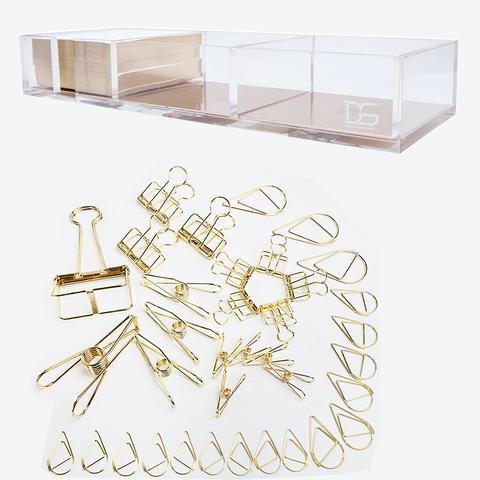 Draymond Story Clips Holder - 320 Sheets Capacity with 36pcs Gold Paper Clips - Perfect for Office Organization, School Projects, and Home Document Storage