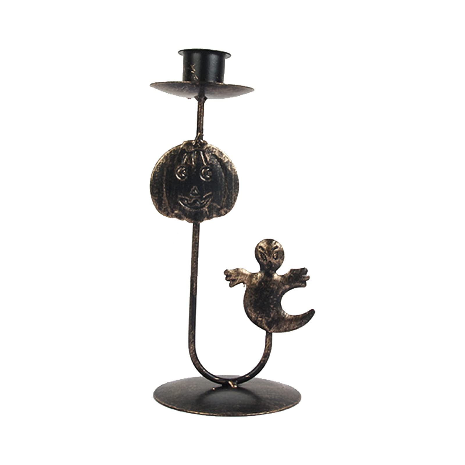 Vintage Wrought Iron Candle Holder Set of 6 - White Distressed Wooden Candlesticks for Halloween, Christmas & Home Decor - Perfect for Table Centerpieces, Mantel Displays & Seasonal Celebrations