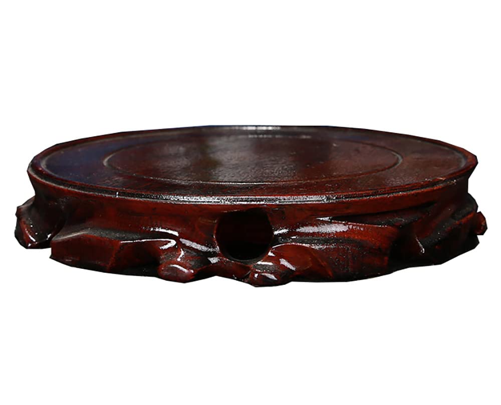 GOLDY&WENDY Round Wooden Vase Stand - Solid Wood Base for Plants, Fishbowls & Buddha Statues | Home Decor Pedestal for Living Room, Office & Wedding Centerpieces