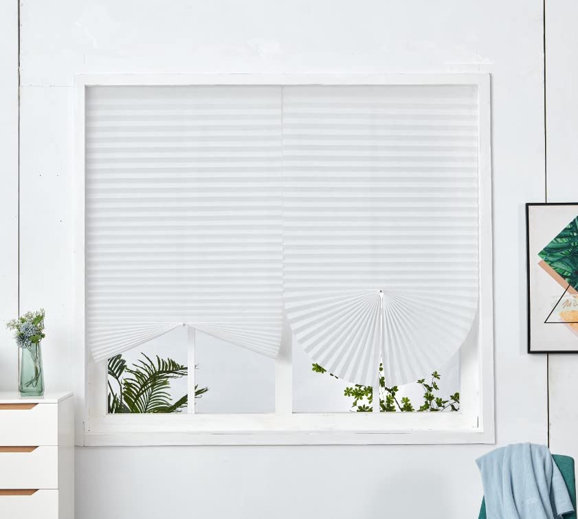 Cordless Temporary Window Blinds | Self-Adhesive No-Drill Pleated Paper Window Shades | Blackout Non-Woven Fabric for Home & Office | Perfect for Renters, Privacy & Light Control