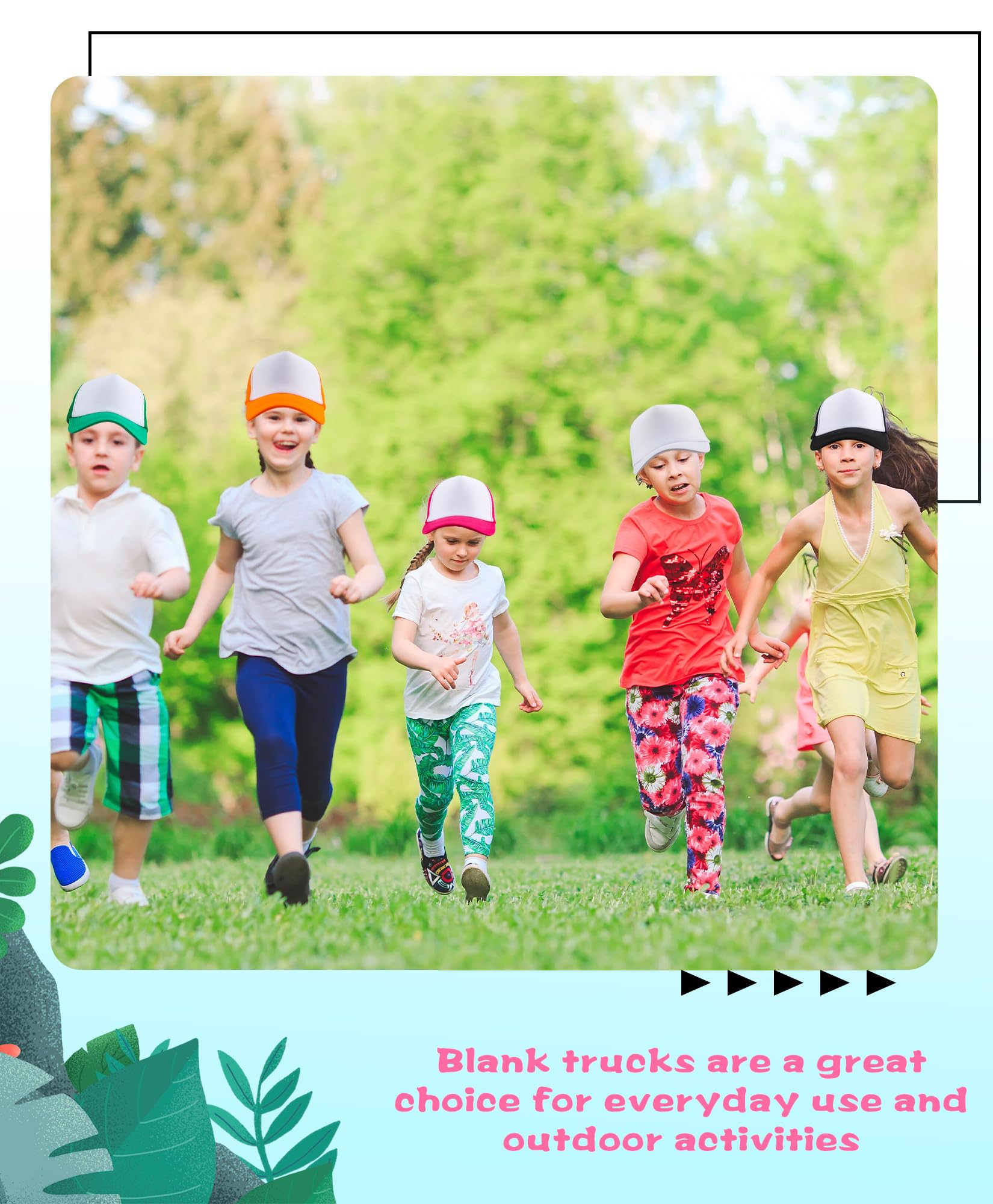 SGBETTER 18 Pack Kids DIY Sublimation Blank Trucker Hats - Adjustable Mesh Baseball Caps for Boys & Girls - Perfect for Summer Outdoor Sports, Crafts, and Custom Designs