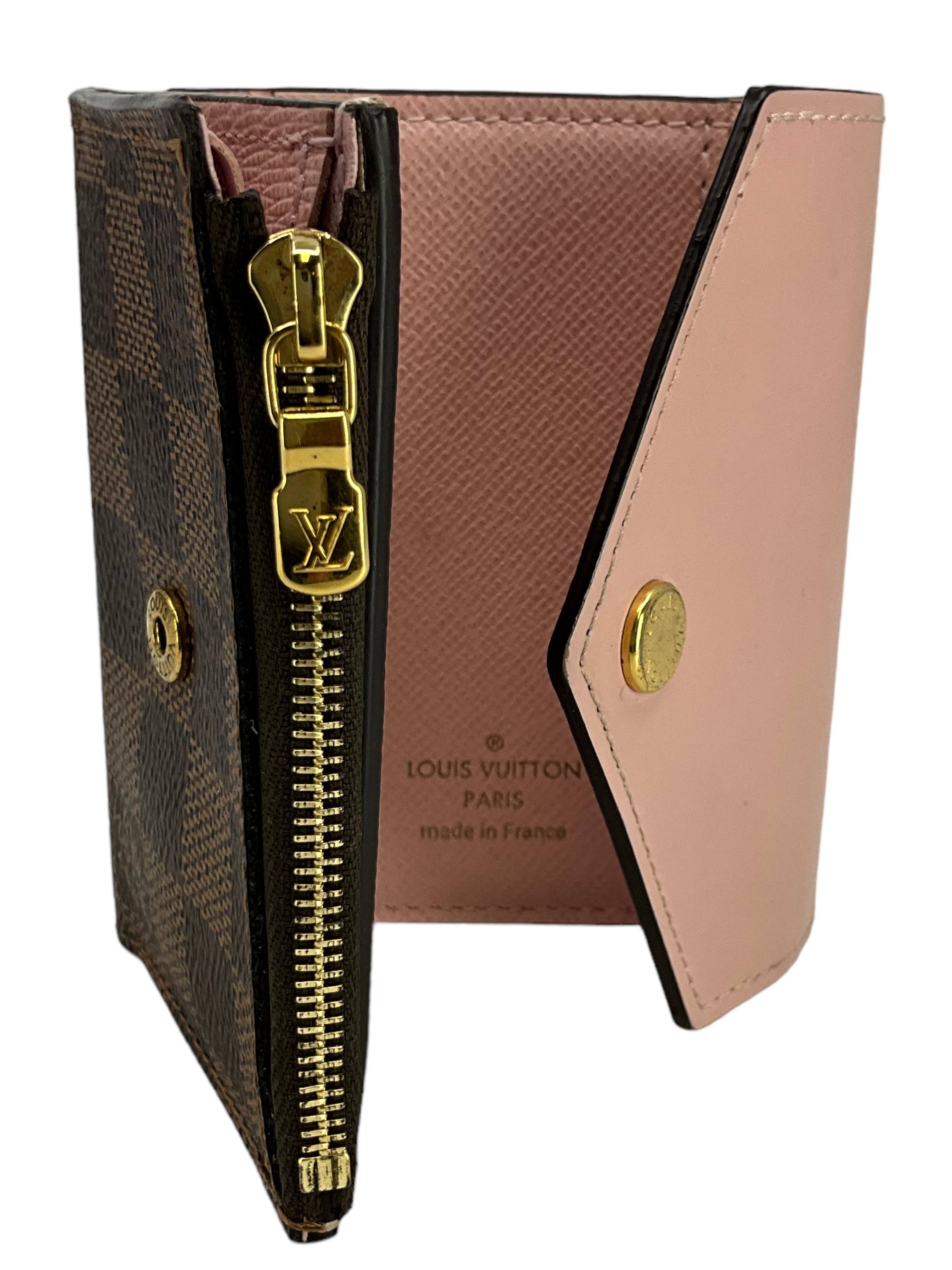 Louis Vuitton Damier Ebene Canvas Zoe Wallet for Women - Compact Luxury Card Holder & Coin Purse - Perfect for Everyday Use, Travel, and Gifts
