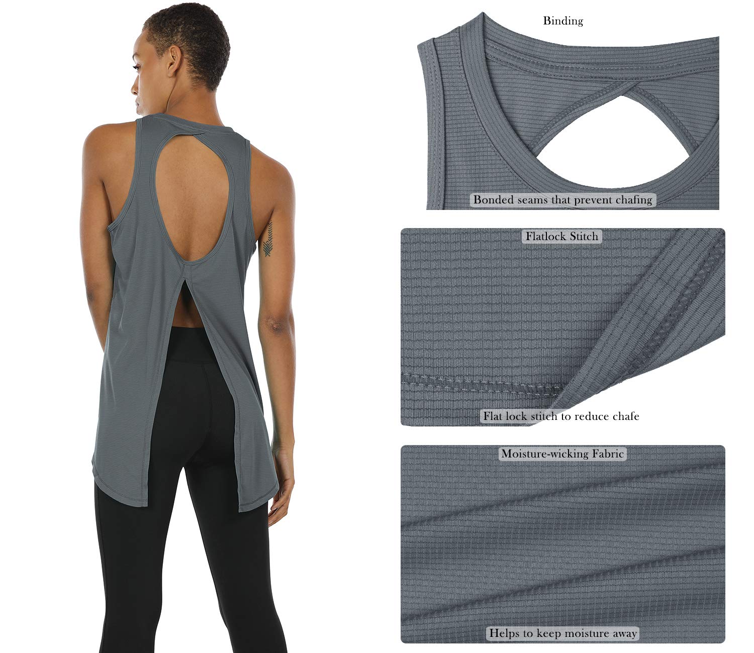 icyzone Open Back Workout Tank Top for Women - Breathable Athletic Yoga Shirt, Activewear Exercise Top - Perfect for Gym, Yoga & Running