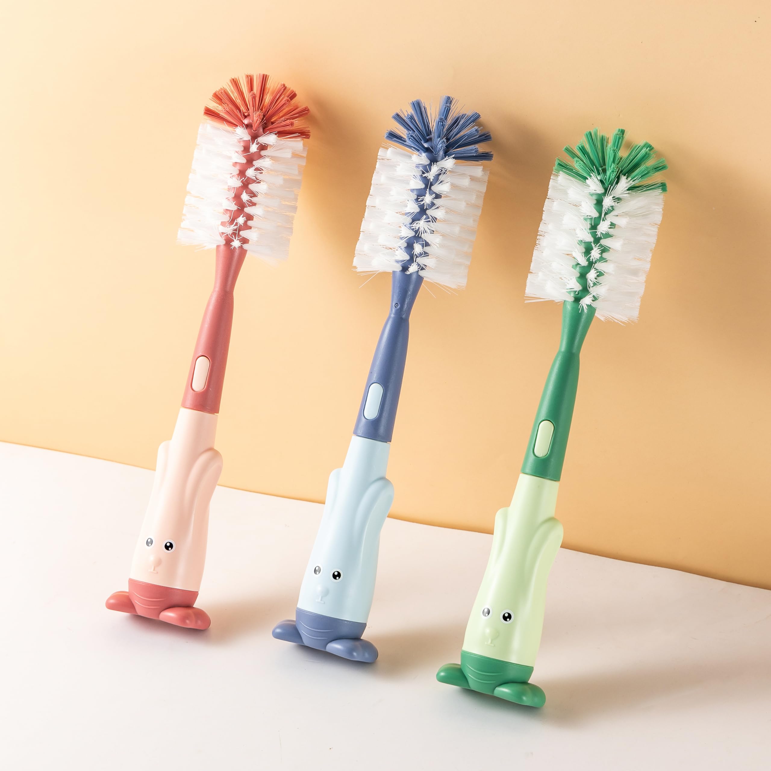 Premium Silicone & Nylon Bottle Cleaning Brush Set - Multi-Purpose Baby Bottle, Straw, Cup & Dish Scrubber - Durable Dark Blue Kitchen Cleaning Tools for Infant Feeding, Home & Travel Use