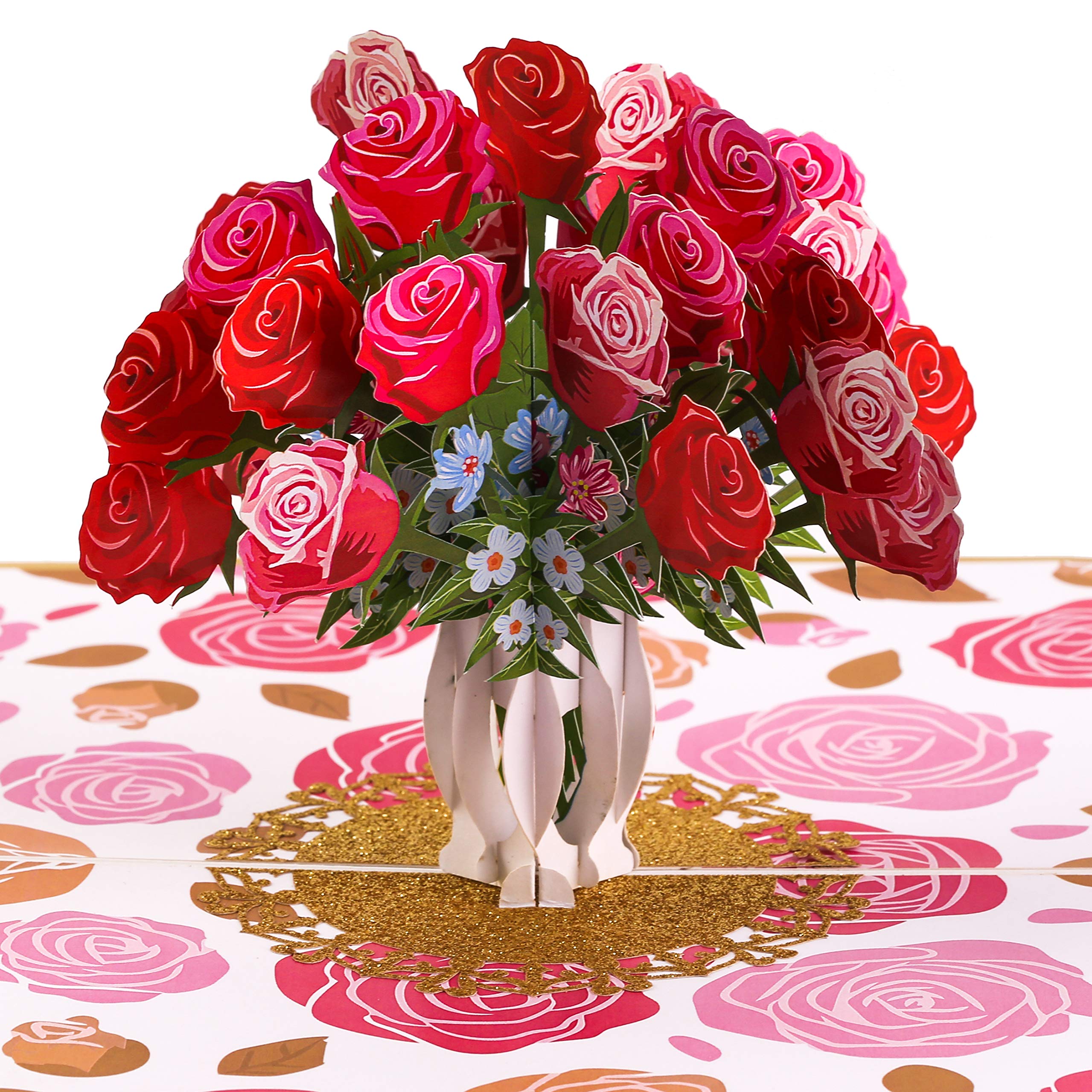 TRUANCE 3D Pop Up Greeting Card with Rose Bouquet - Perfect for Mother's Day, Father's Day, Anniversary, Birthday, Valentine's Day & Thank You Cards - Elegant Floral Design for All Special Occasions | Great Gift Idea for Loved Ones & Romantic Surprises