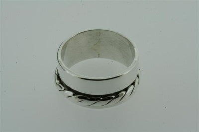 Sterling Silver Edge Rope Spinner Ring for Anxiety Relief & Stress Relief - Stylish Unisex Jewelry for Everyday Wear & Meditation