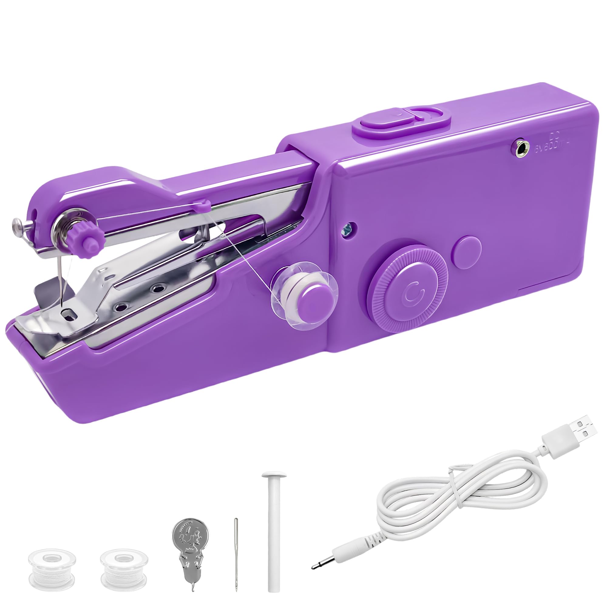 Portable Mini Electric Sewing Machine for Beginners - Handheld Stitching Tool for DIY, Clothes & Various Fabrics - Travel-Friendly Purple Sewing Kit for Quick Repairs & Crafting Projects