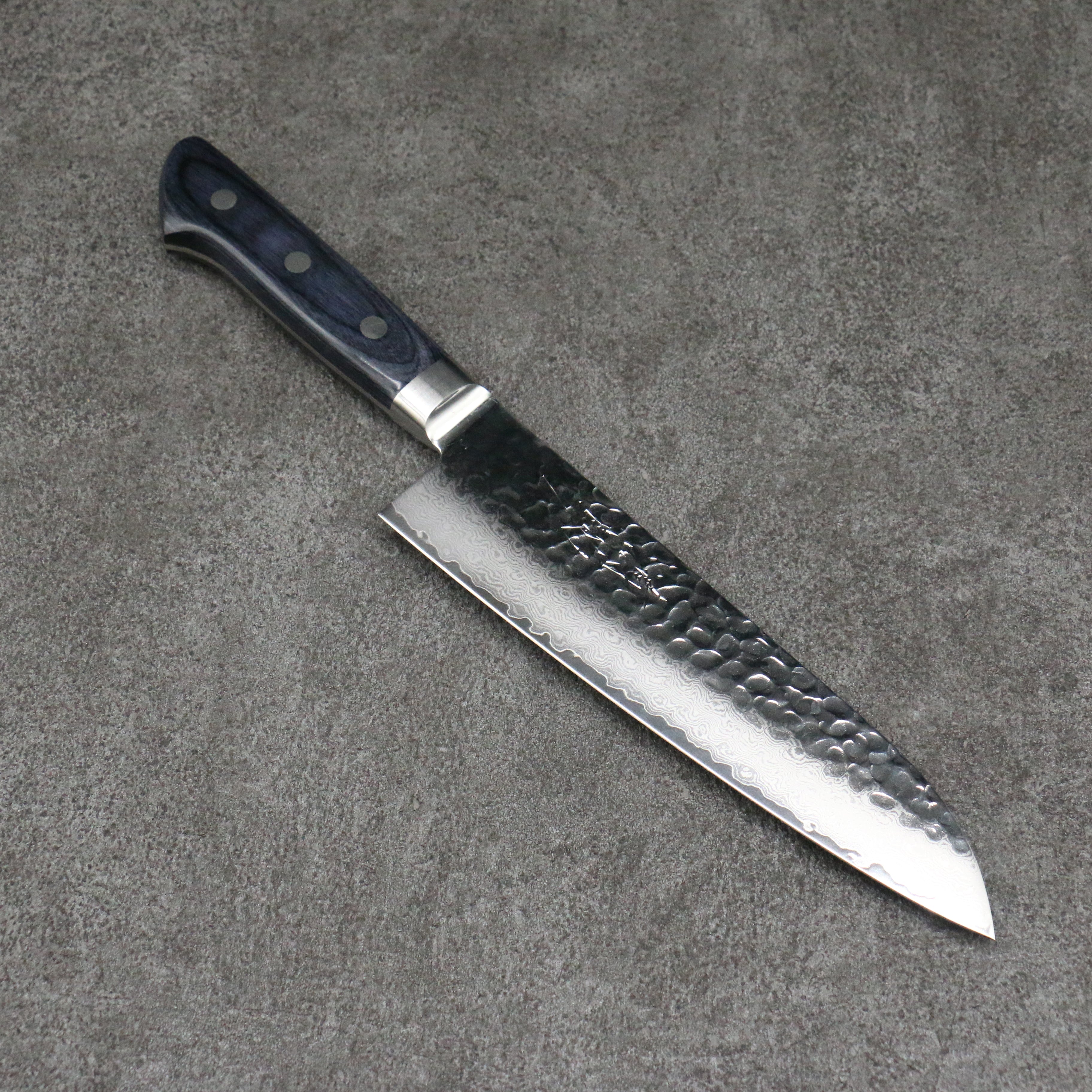 Premium Seisuke Seiun VG10 33-Layer Damascus Santoku Knife 180mm - Navy Blue Pakkawood Handle with Protective Sheath - Ideal for Sushi, Vegetables & Meat Slicing