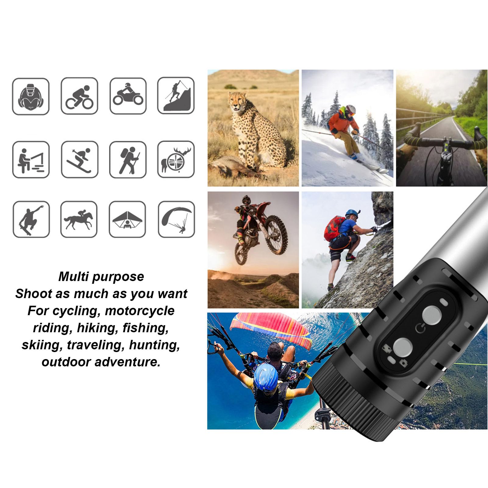 **Huairdum 4K WiFi Bicycle Helmet Camera - Waterproof, Anti-Shake Sports DV for Cycling & Motorcycle Riding - Perfect for Adventure, Commuting & Action Recording (Silver)**