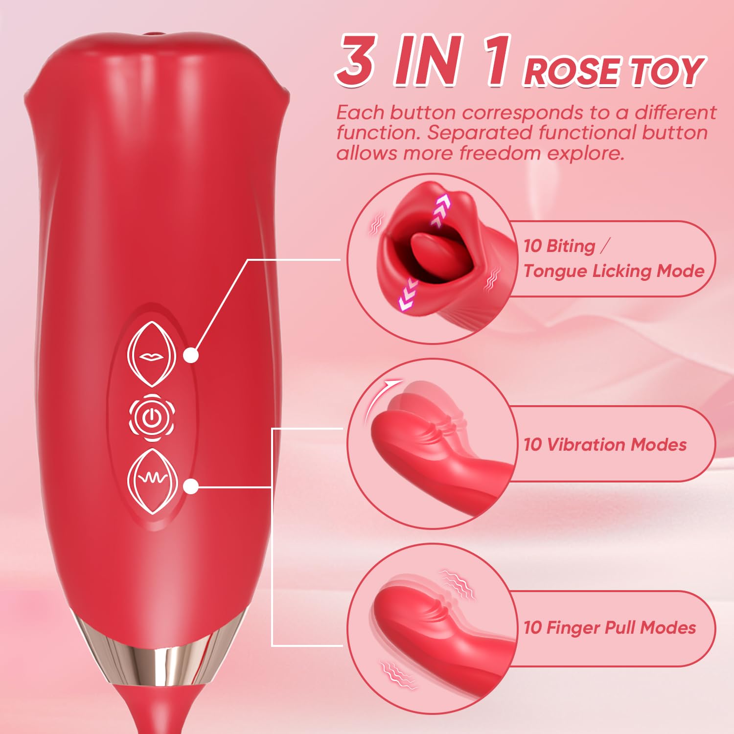 Premium Rose G Spot Vibrator for Women - 4 in 1 Clitoral Stimulator with 10 Licking & 10 Vibration Modes, Nipple & Anal Stimulation - Perfect for Solo Play & Couples' Intimate Moments
