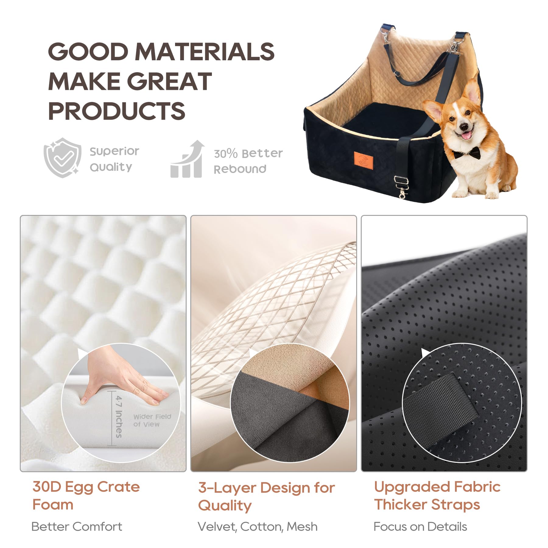 **Premium Dog Booster Car Seat for Small & Medium Dogs - Washable Pet Car Bed with Thickened Cushion - Fits Cars, Trucks & SUVs - Perfect for Road Trips & Daily Commutes**