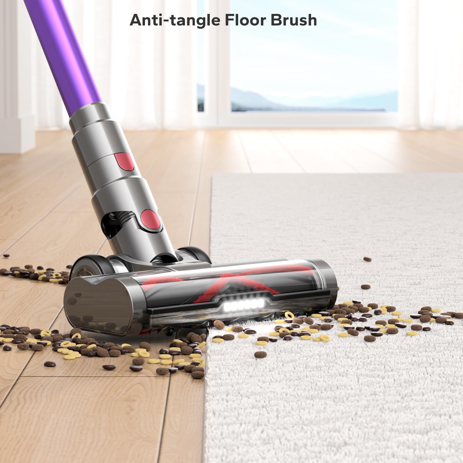Powerful Cordless Vacuum Cleaner - 550W/45Kpa Suction, 70 Min Runtime, LED Display, Wall Mount Charging, 1.6L Dust Cup, Anti-Tangle Technology - Rechargeable Stick Vacuum for Pet Hair, Carpet & Hard Floors - Perfect for Home Cleaning & Pet Owners