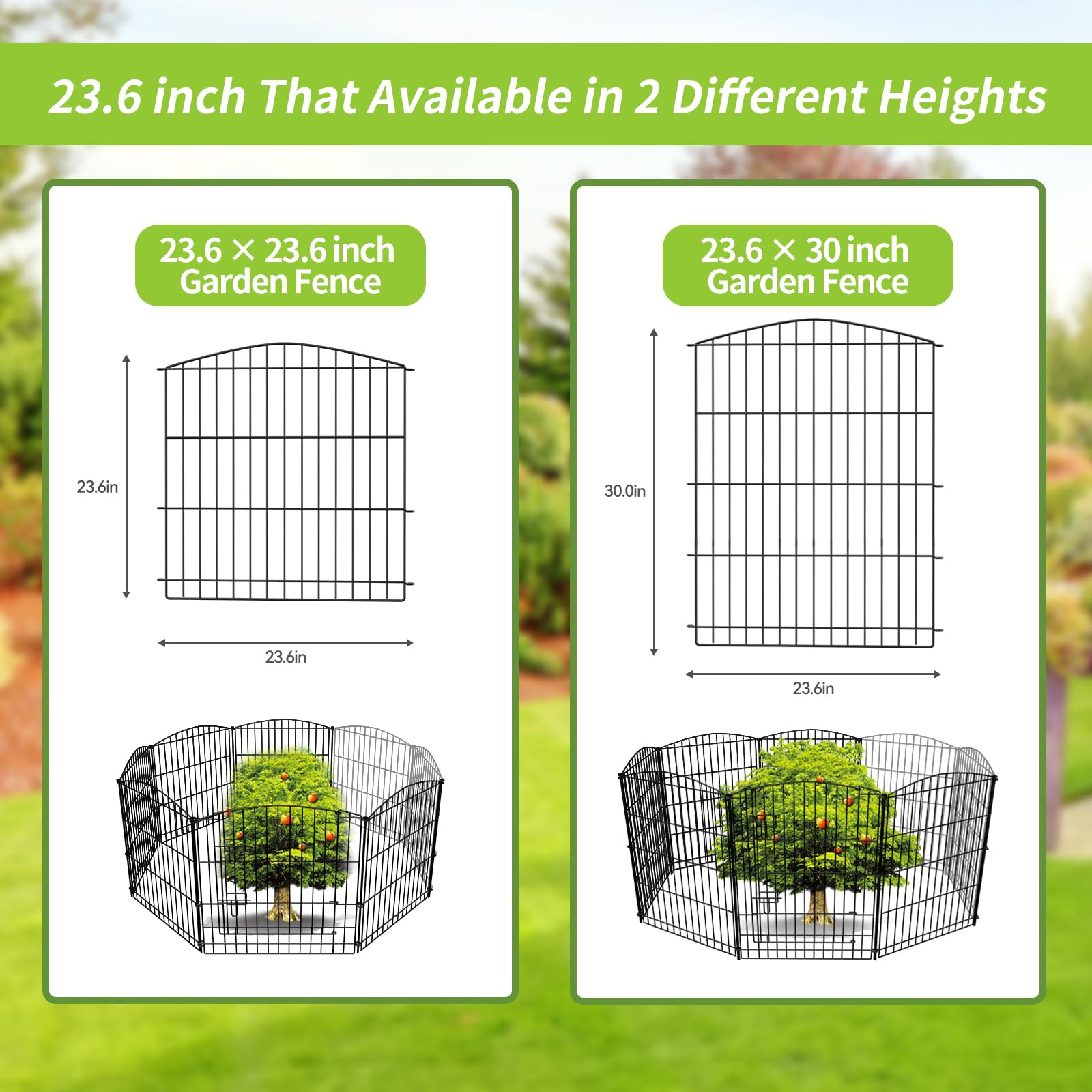 INJOPEXI 6-Panel No Dig Garden Fence - 11.8ft L x 30in H Rustproof Metal Wire Animal Barrier with Gate | Temporary Dog Fence for Patio, Yard & Outdoor Decor | Perfect for Pet Containment, Garden Borders & Landscape Design