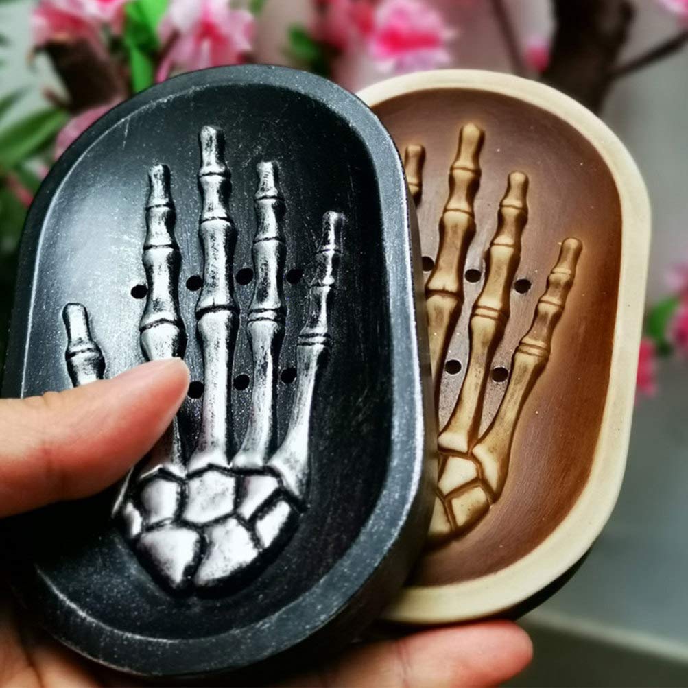 TOYANDONA 2-Piece Skeleton Hand Soap Dish - Halloween Resin Soap Tray for Bathroom Decor, Gothic Home Accessories | Perfect for Halloween Party, Spooky Decor & Bathroom Organization