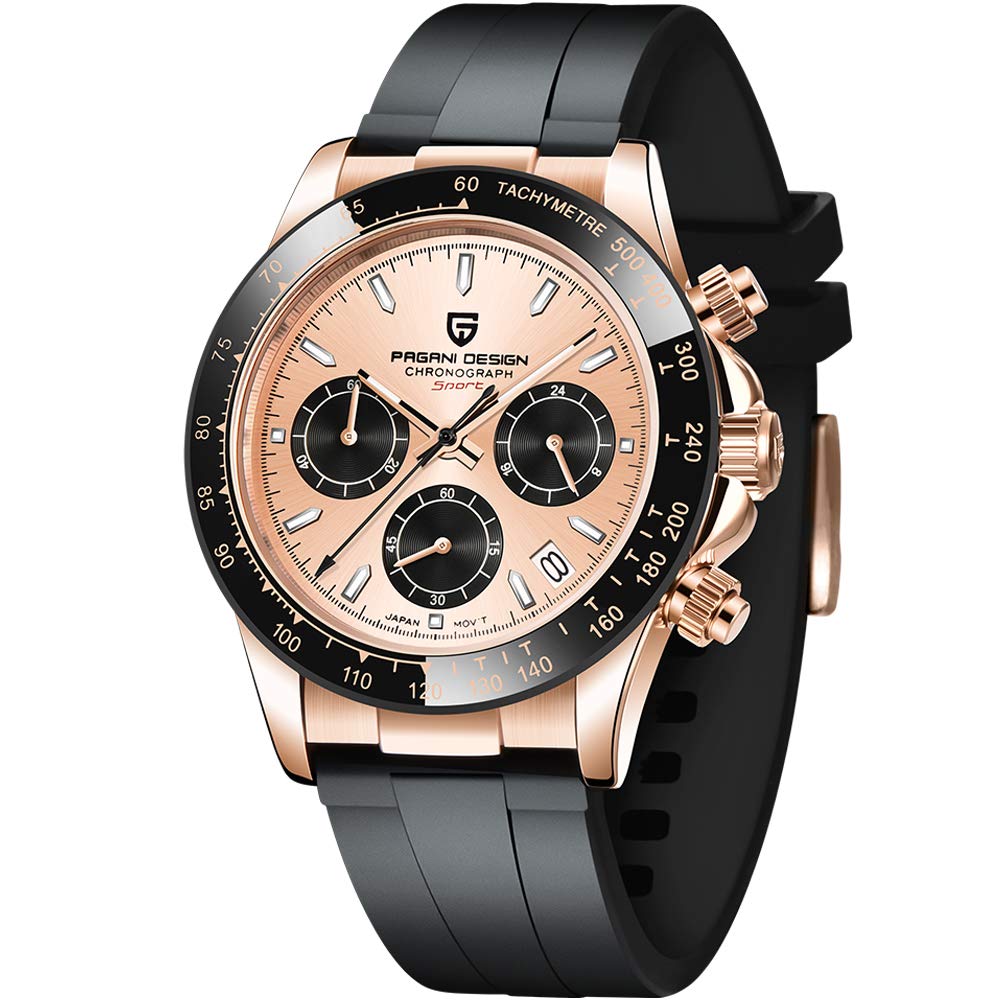 PAGANI DESIGN Men's Quartz Watch with Japanese Movement - Sport Chronograph Stainless Steel Multi-Function Waterproof Wristwatch for Men - Perfect for Running, Swimming & Outdoor Activities