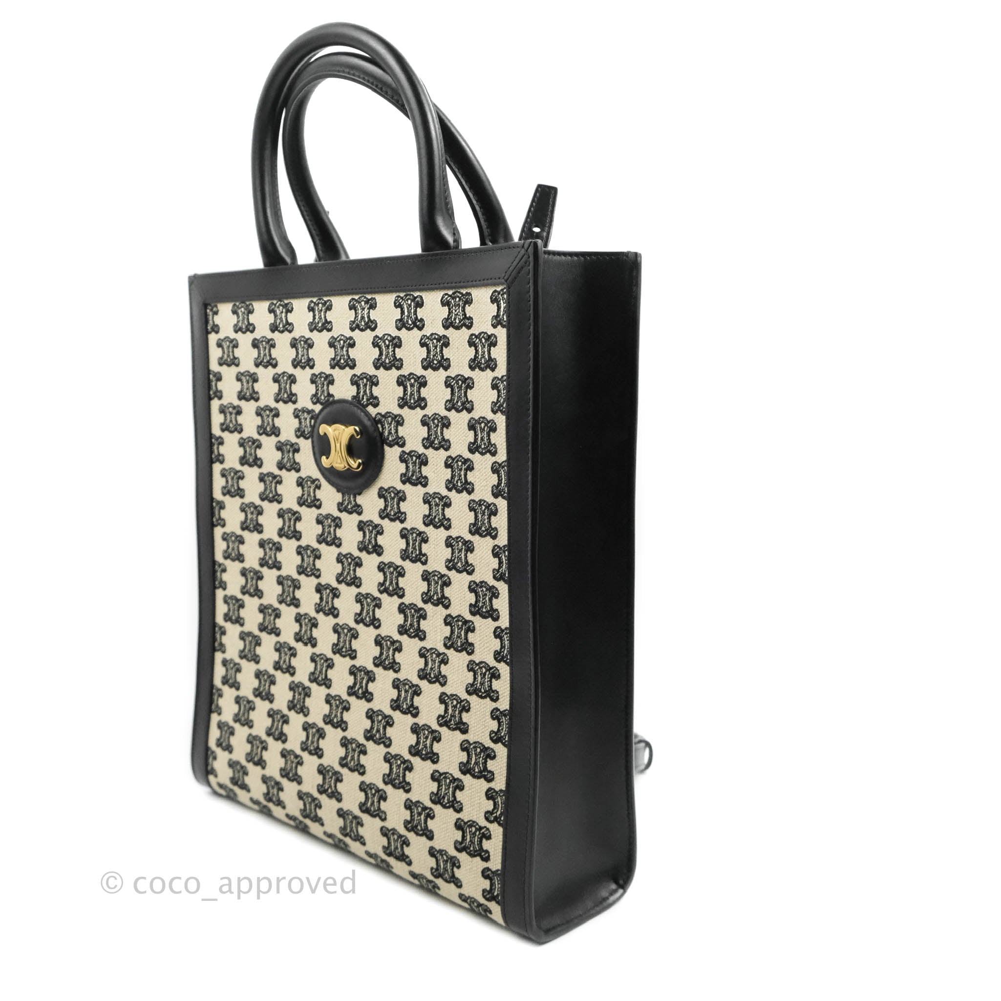 Celine Small Cabas Vertical Tote Bag with Triomphe Embroidery in Black Textile - Perfect for Work, Travel & Everyday Luxury Fashion Accessory