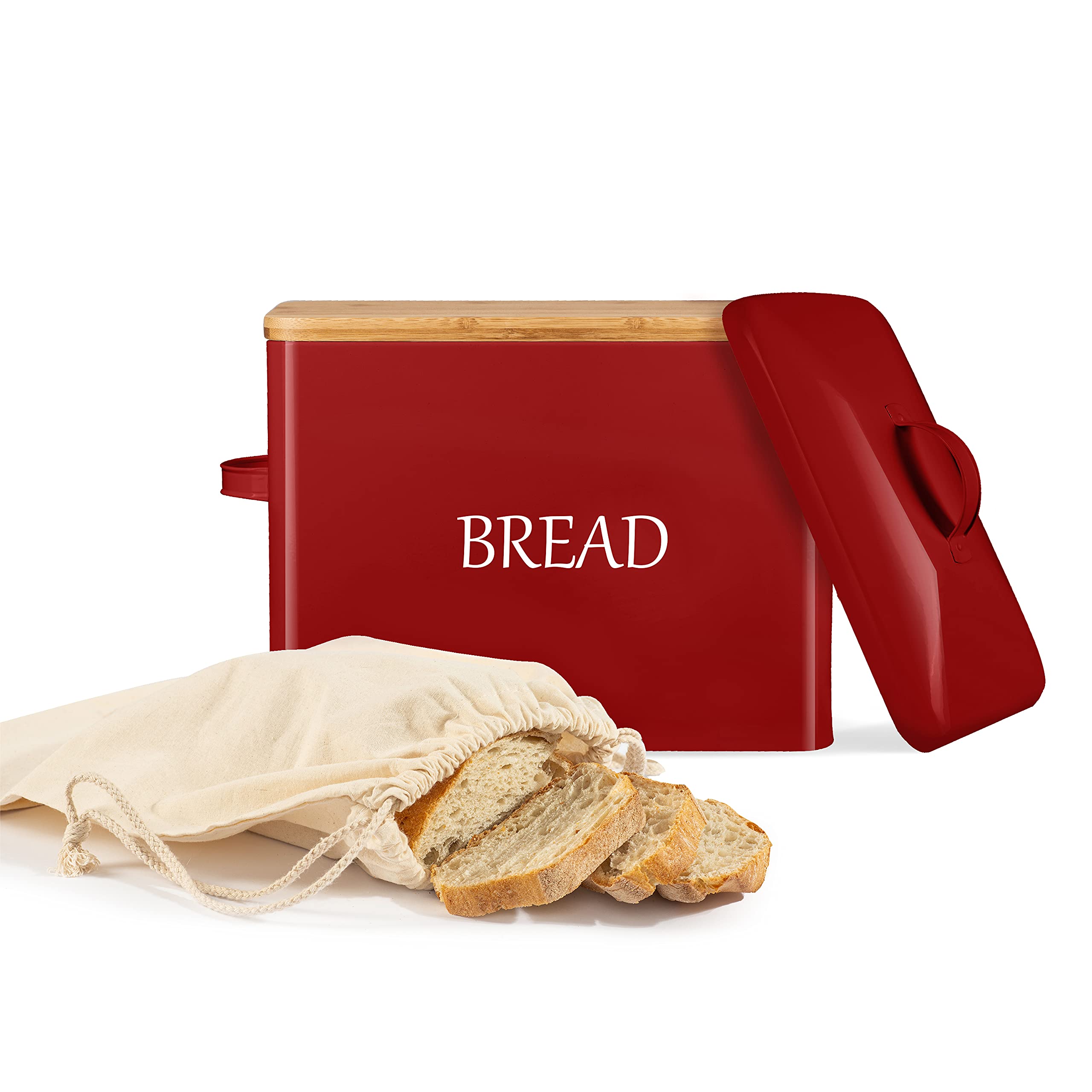 Extra Large Bread Storage Box with 2 Lids - Metal & Bamboo Cover - Rustic Farmhouse Kitchen Countertop Organizer for Bread, Baguettes & Pastries - Holds 2+ Loaves - Ventilated Design for Freshness - Perfect for Bakeries, Restaurants & Home Kitchens