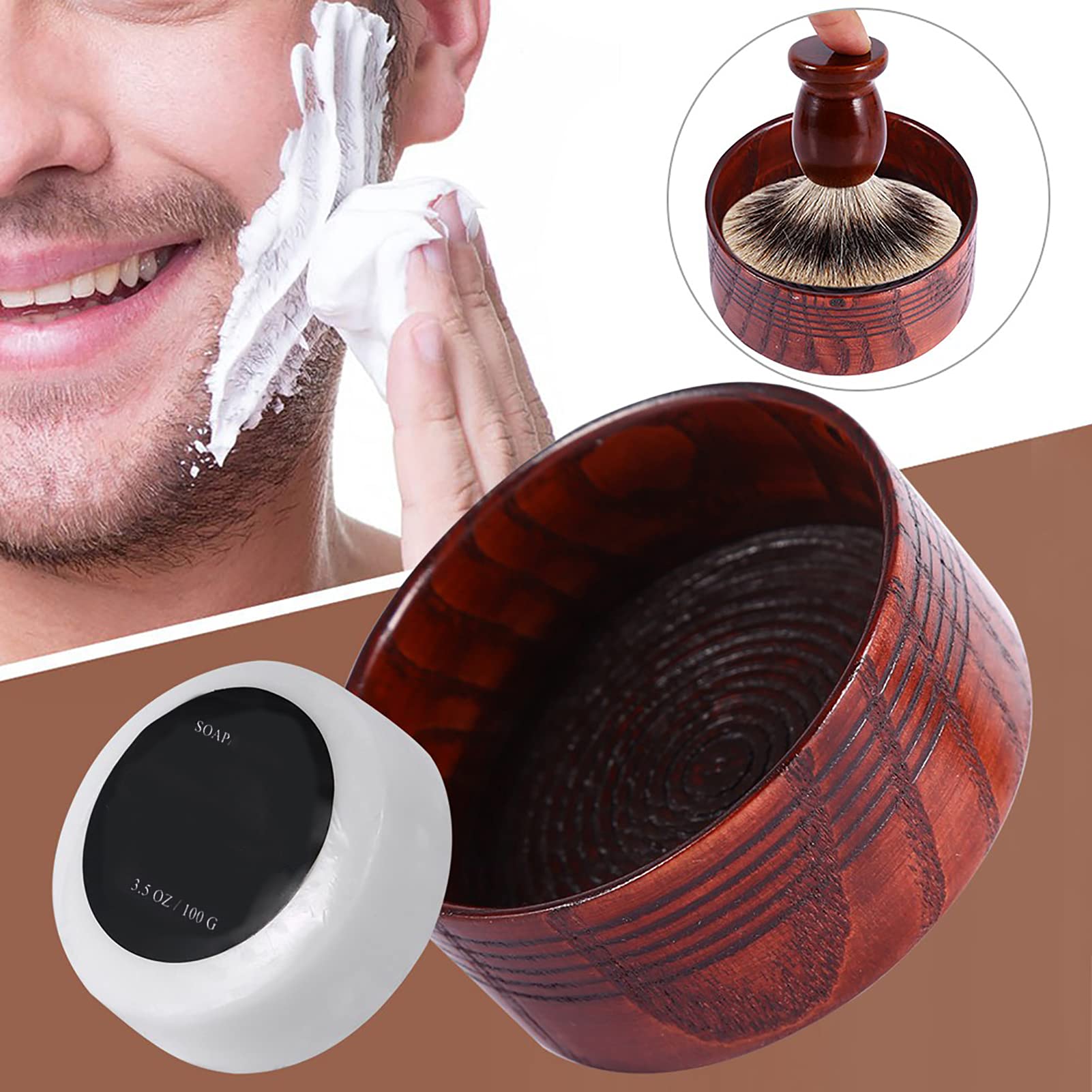 Premium Beard Shaving Soap Bowl & Lathering Cup for Men - Round Wet Lather Tool with Brush for Shaving Cream & Cleansing Foam | Perfect for Home Barber Kits & Professional Grooming