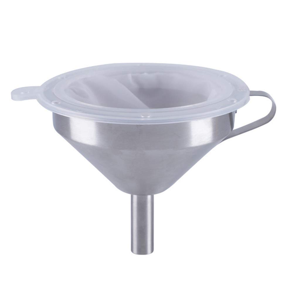 Premium Wine Filtering Kit - Fine Mesh Filter Bags, Cooking Strainer & Metal Funnel Set for Home Brewing, Coffee, Juice Making | Cabilock Kitchen Skimmer with Durable Food Grade Screen (Large White) - Perfect for Winemaking, Cocktail Mixing & Food Preparation