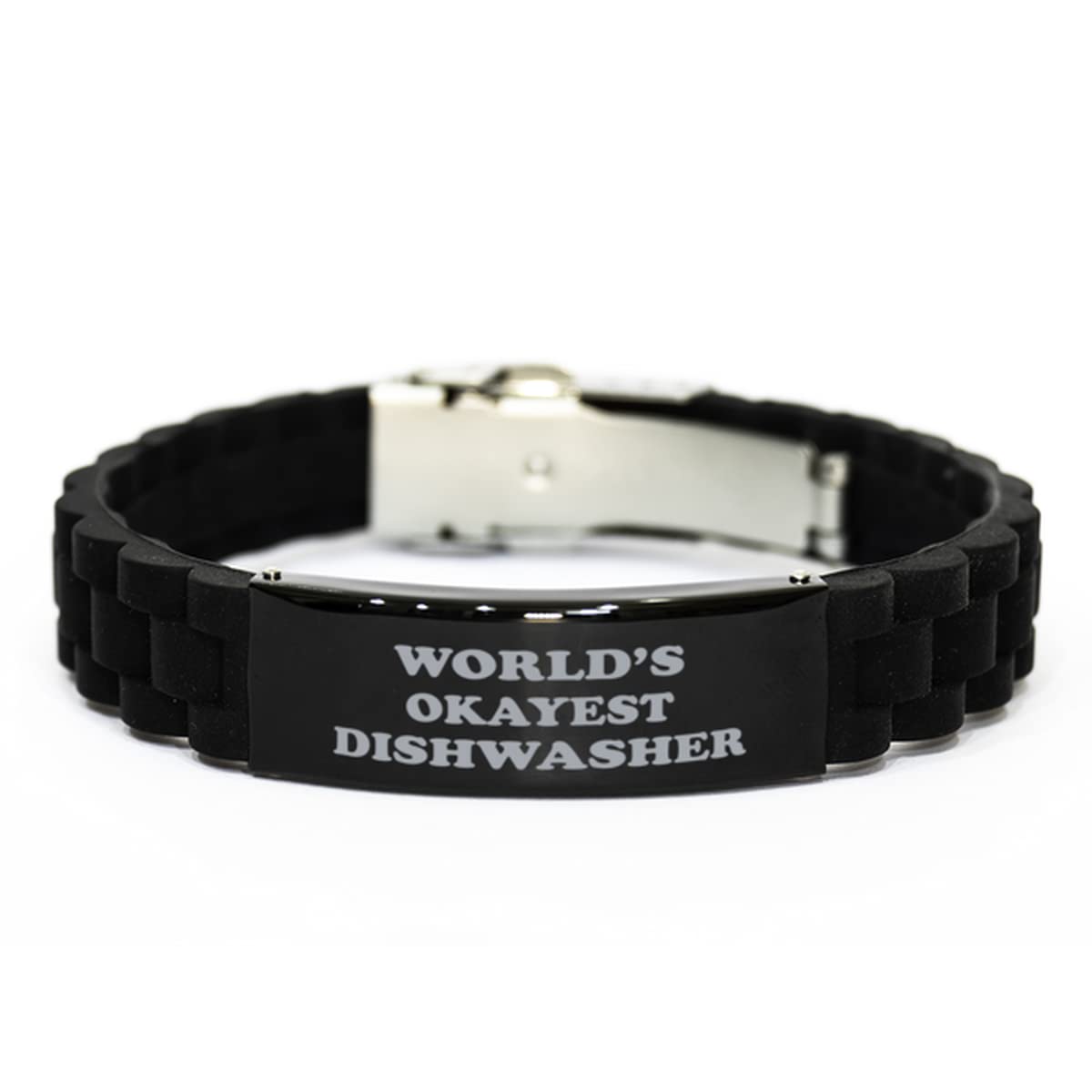 Funny Dishwasher Bracelet Gift for Women - World's Okayest Black Glidelock Clasp Adjustable Bracelet - Birthday Gifts for Dishwashers, Coworkers & Friends - Perfect for Kitchen Humor & Work Appreciation